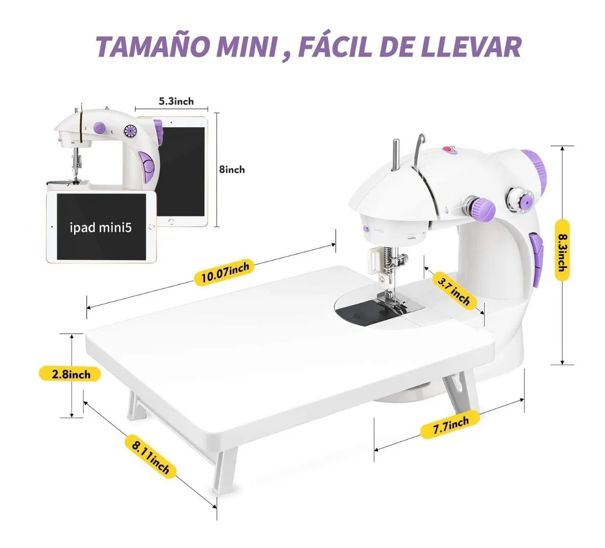 MINI MAQUINA DE COSER CON MESA PORTATIL